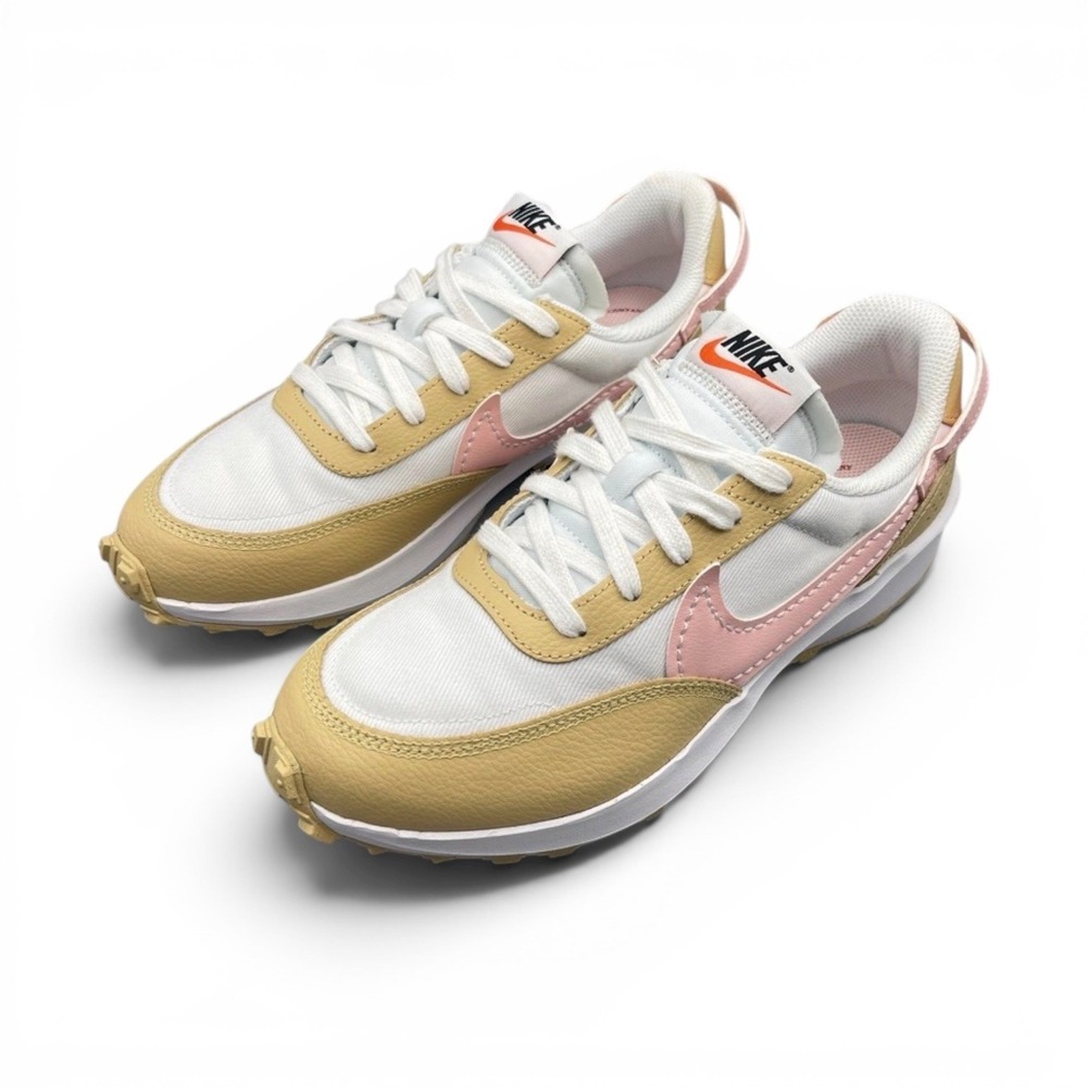 Nike Waffle Debut Outsole-White/ Beige/ Pink Sneaker DV0764-100 Women's Size 7